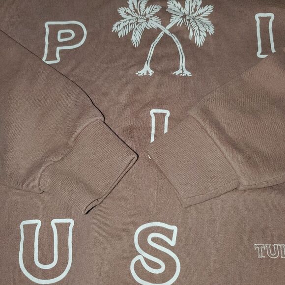 Suspicious Antwerp Brown Hoodie Palm Tree Tulum Spellout Logo Clay Small - Picture 4 of 13